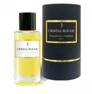 Dieses Bild zeigt das Parfüm der Marke Collection Prestige Nr.3 Crystal Rouge, frei stehend, daneben die Verpackung